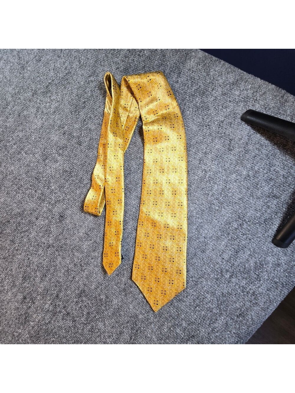 Luca Franzini Silk Tie Mens Gold Geometric Made in Italy Necktie